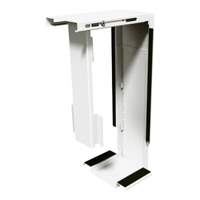 White under desk cpu holder.