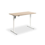 A simple, rectangular wooden desk with a minimalist design.
