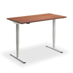 a modern, minimalist desk with a wooden top and white legs.