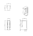 Infographic of dimensions of under desk cpu holder.
