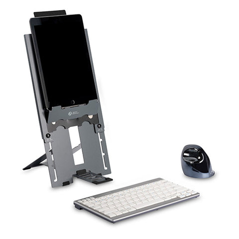 Adjustable aluminium Ergo-Q Hybrid Pro Laptop and Tablet Stand.