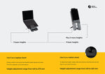 Infographic of the Ergo-Q Hybrid Pro Laptop and Tablet Stand, showing its versatility.