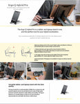 Infographic of Ergo-Q Hybrid Pro Laptop and Tablet Stand, showing how to correctly use it.