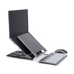 Bakker Elkhuizen Ergo-Q 330 Laptop Stand and integrated document holder in use