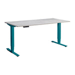 Atlas teal desk with cascina pine desktop.