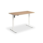 A simple, rectangular wooden desk with a minimalist design.