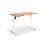 A simple, rectangular wooden desk with a minimalist design.