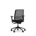 Kelva mesh task chair in black, rear angle view showing lumbar support