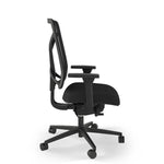 Side view of black Expectation mesh adjustable office chair.