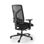 Back angled view of black Expectation mesh adjustable office chair.