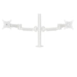 adjustable dual monitor arm in white