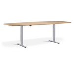 standing meeting desk with wood top, grey legs